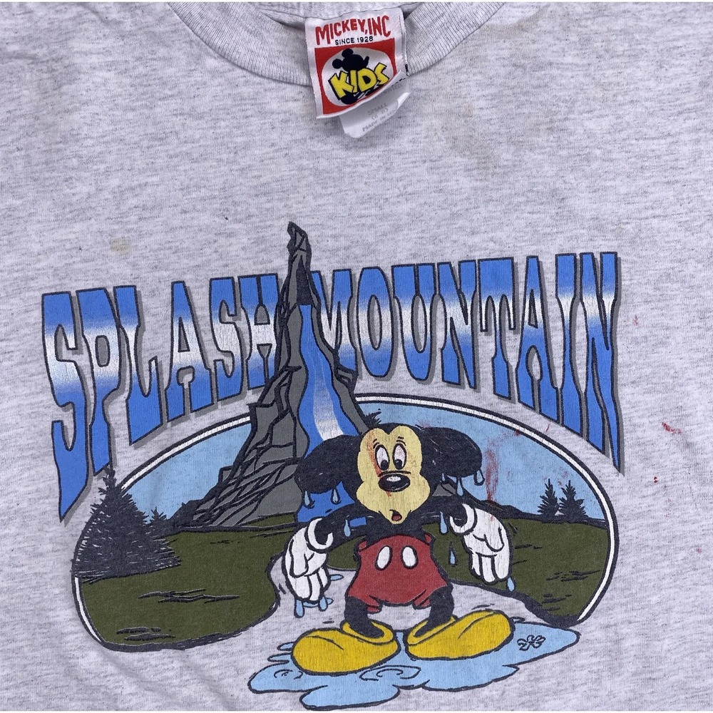 Disney Kids S 6-8 Splash Mountain Shirt Mickey Inc 90s Graphic Tee Top Vintage